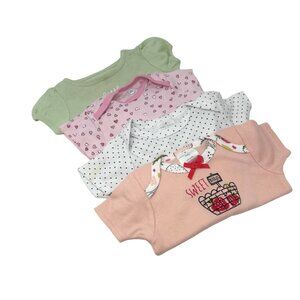 Baby Girl's Body Suits - Peach, Pink, Green, & White & Black -‎ Size 6-9 Month